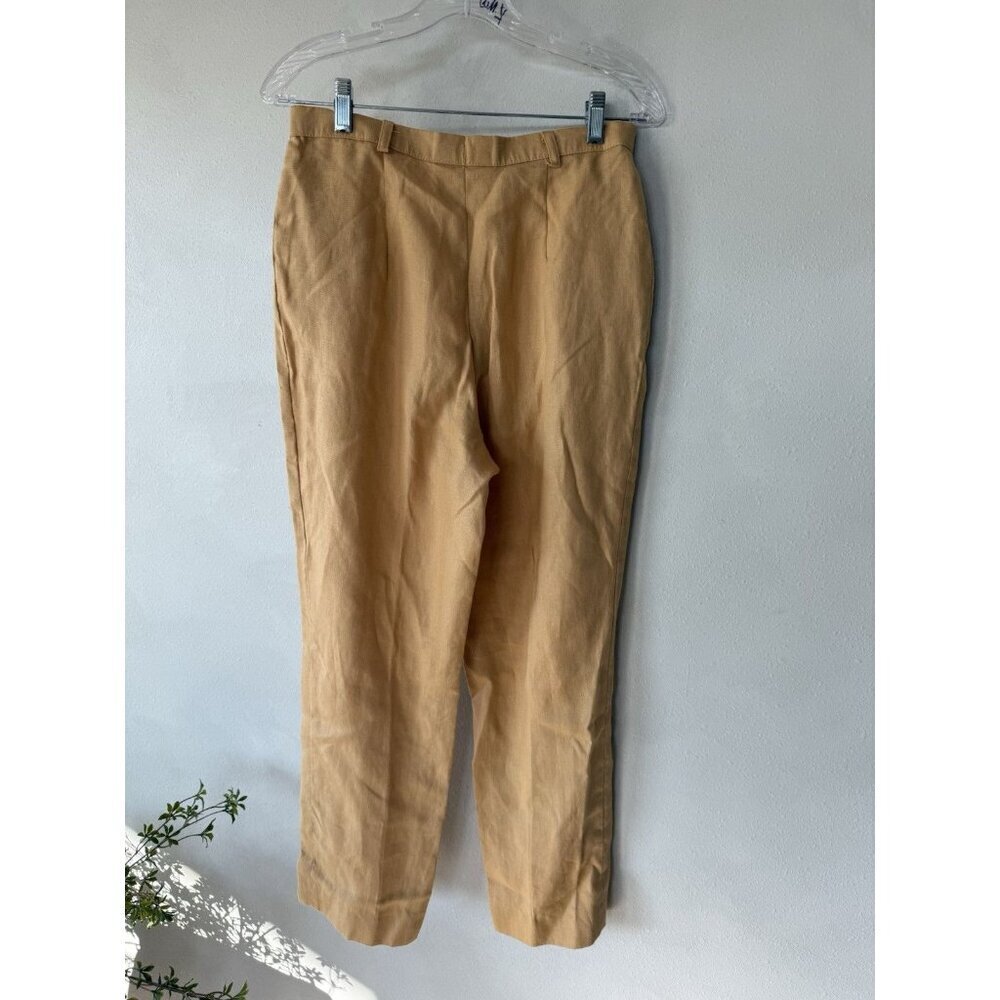 Geiger 100% Linen Straight Leg Pants Womens 8 Yellow Dress Casual Austria - Picture 3 of 4